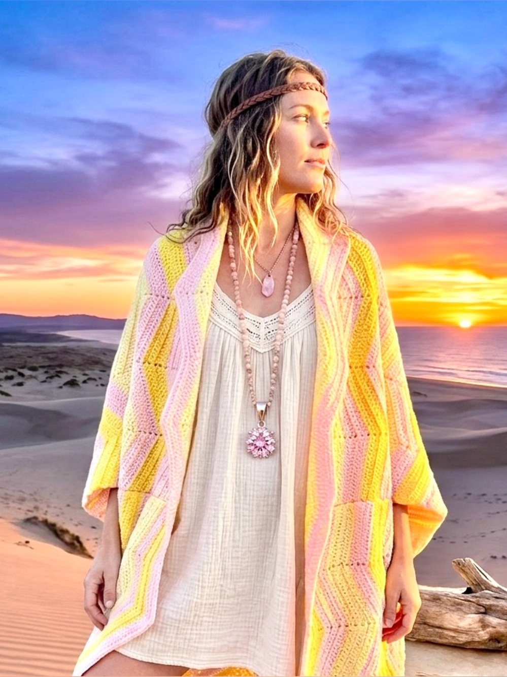 Artisan Chevron Mango 🥭 vibe crochet boho granny cocoon kimono shrug cabin vibe